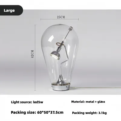 HEIKESZ glass table lamp cafe restaurant dormitory bedroom light luxury high-end feeling bedside led decorative table lamp Table light lamp adjustable portable charger table lights for room