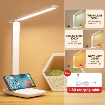 Goldstar LED Desk Lamp Rechargeable 3color Study Table Light For Room Dim Clip Lights With Storage