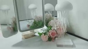 Jellyfish Lamp with Sound Control and Moving Tentacles for Bedroom LED Jellyfish Lamp Floating Jellyfish Lamp RGB Gradient Light Auto and Sound Modes Rechargeable Hanging Design