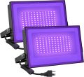 Onforu 2 Pack 60W LED Black Lights, Blacklight Flood Light with Plug, IP66 Waterproof Black Lights for Dance Party, Glow in The Dark, Halloween Lights, Body Paint, Fluorescent Poster, Neon Glow. 