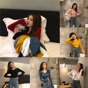 เสื้อแขนยาว สเวตเตอร์ เสื้อผ้าแฟชั่นเกาหลี เสื้อคลุมไหมพรม ผ้าเนื้อดีนุ่มเบา สวมใส่สบาย สไตล์เกาหลี ยอกฮิต