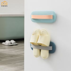 Vision Nordic Style Wall-mounted Shoe Rack Bathroom Slippers Rack Free Punch Shoe Storage Rack Plastic Hanging Shoe Storage Holder Multifunctional Home Shoes Organizer Rack