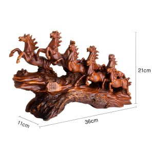 Tượng Bát Mã Truy Phong chất liệu Composite sơn tĩnh điện giả gỗ hàng thủ công mỹ nghệ tinh xảo nhập khẩu
