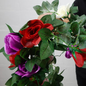 เถากุหลาบขาวยาว 2.35m 16 Roses เถาวัลย์ปลอบ ไม้เลื้อยปลอม ของตกแต่งสวน ดอกไม้ปลอมสวยๆ ต้นไม้มงคล ใบไม้ปลอม สินค้าจตุจักร