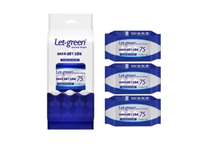 ComBo 3 Gói Khăn Ướt Cồn Let Green Mini 12 miếng/Gói