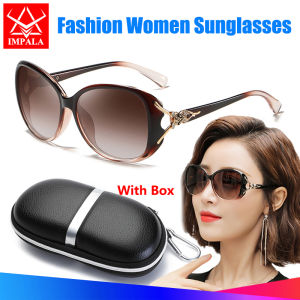IMPALA QT102L Phụ Nữ Của Kính mát Chất lượng cao Bất tròng kính tac 100% chống tia cực tím mắt kính HD Khối Ánh Nắng Mặt Trời Thời Trang ống kính lớn Kính Mát Với Sang Trọng Ngọc Trai Cho Nữ Với Freebie Kính Trường Hợp