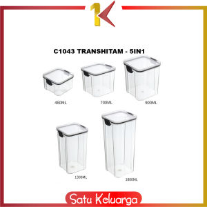 SK-C1043 Toples Lebaran 5IN1 Kotak Bening 1800ML Kontainer Makanan Kue Kering Cereal / Kotak Set