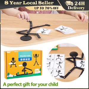 Baby Educational Toys Fun Sport Action Matching Wooden Man with 24 Cognitive Cards Kids Puzzles Toys Early Learning Gifts