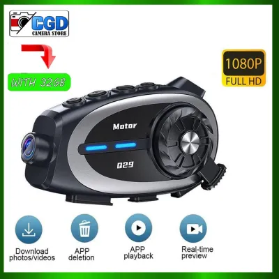 Q29 Motorcycle Helmet Intercom Bluetooth Headset 1080P HD Wireless Camera Super Wide Angle Lens Waterproof WiFi Video Recorder
