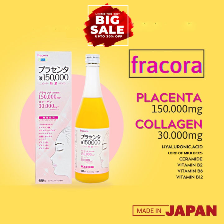 FRACORA PLACENTA LIQUID DRINK 150.000MG 480ML Authentic 150 000Mg