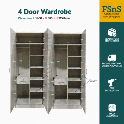 SG Ready Stock Wardrobe With Multiple Shelves