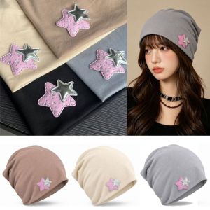 MIRELAE Star Pattern Womens Beanie Hat Elastic Ear Protection Slouchy Skull Cap Japanese Style Windproof Postpartum Cap For Women Girls