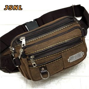 Malaysia Stock!! Retro Fashion 100% Canvas 8 Compartments Men Waist Bag Pouch Bag Durable Cotton Thick Line