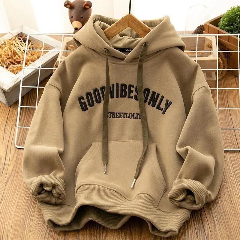 Korean Fashion Women Sweatshirts Letter Print Oversized Hoodie O