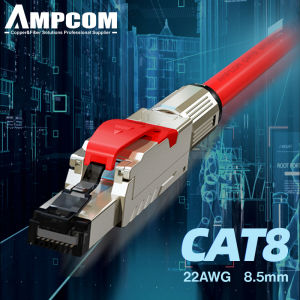 Customized,AMPCOM CAT8 Ethernet Patch Cable 11M S/FTP 22AWG Screened Solid Cable | 2000Mhz (2Ghz) up to 40Gbps Future 5th-Gen Ethernet LAN