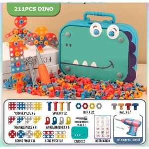 ~Ship From KL~461pcs Building Blocks Children Electric Drill Toy Set Screw Puzzle Kids Toy Toolbox Mainan Pemutar Skru
