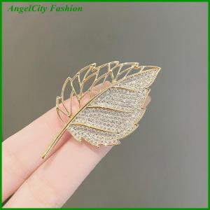 AngelCity Fashion Store Fashion Rhinestone Leaves Brooches Pin For Women Clothing Coat Jewelry Accessries Gifts