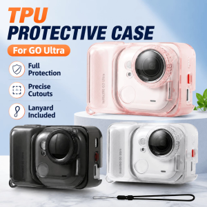 Insta360 Go Ultra hello kitty TPU Clear Protective Case With Anti-lost Rope Transparent Body Cover Full Coverage Scratch-proof Lens Cap