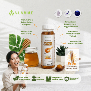 Madu Bawang Putih Tunggal Lanang Garlic Honey Premium Alamme 250ml Peningkat Stamina Daya Tahan Tubuh Imunitas Atasi Alergi Kulit Pencegah Kanker Serangan Jantung Diabetes Kolesterol Asli Halal MUI