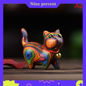 Nine percent Cầu Vồng Khắc Gỗ Mèo Điêu Khắc Mèo Đồ Trang Trí Dễ Thương Màu Gỗ Mèo Máy Tính Để Bàn Văn Phòng Phụ Kiện Trang Trí Nội Thất Quà Tặng Quà Lưu Niệm