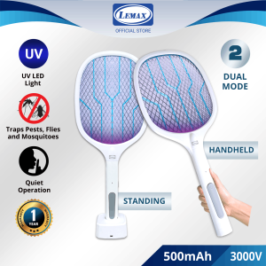 LEMAX 2 in 1 USB Rechargeable Insect Killer Standing UV LED Mosquito Racket Hands Pembunuh Serangga Nyamuk (IZ-21U)