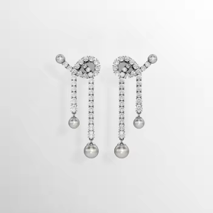 SWAROVSKI Luxury (New)Matrix Silver Round Cut Pearl Diamond Teardrop Earrings S925 Sterling Silver Womens Fashion Earrings Valentines Day Gift Birthday Gift