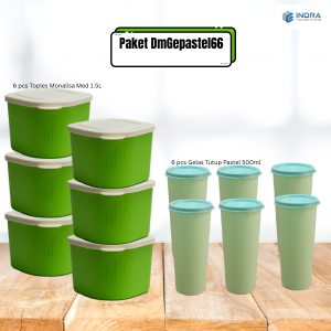 INDRA paket Toples Plastik  Monalisa Medium 1.5L/DmGePastel66/SET isi 12 pcs