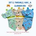 Topi bayi set sarung tangan sarung kaki dan bib halus lembut/bib set gift/topi bayi/slabber bayi. 