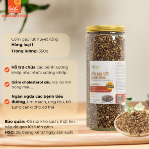 Cốm gạo lứt huyết rồng rang cùng với muối biển hầm trên lửa than giúp giảm cân duy trì vóc dáng đẹp hũ 350g