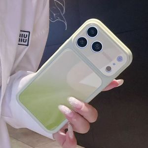 Color Gradation Large Window Bumper Case For iPhone 17 16 15 14 13 Pro Max Candy Color Shockproof Acrylic Hard Back Cover Capa
