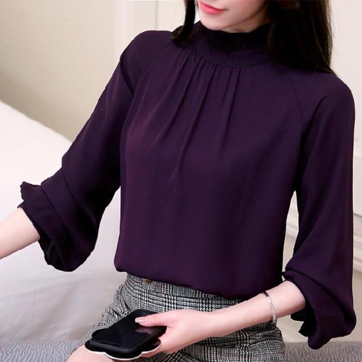 Womens Tops and Blouses Long Sleeve Chiffon Blouse Mujer Fashion