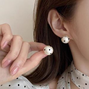 Fashionable Ring Gift 法式波点棉花珍珠耳钉女 新款轻奢气质耳环高级感小众设计耳饰