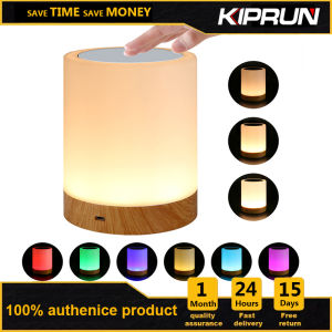 [Ready stock] KIPRUN Led Light Colorful Creative Wood Grain Rechargeable Night Light Bedside Table Lamp Atmosphere Light Touch Pat Light