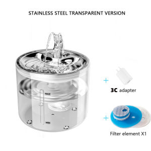 IPSKY Pet Fountain WF010 Stainless Steel Automatic Cat Water Dispenser Dog Waterer 2.6L