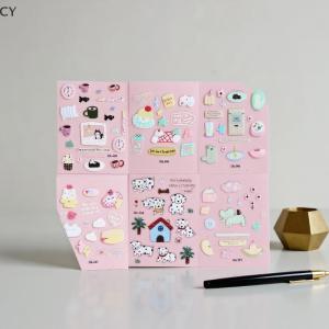GY🌠🌠🌠 Cute Cartoon 3D Cat Dogs Epoxy Resin Stickers Kawaii DIY Journal Sticker For Mobile Phone Laptop Decor