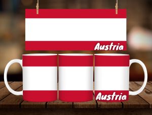 * 1 PC MUG WITH BOX * AUSTRIA FLAG MUG DESIGN 11oz with BOX SOUVINER MUG