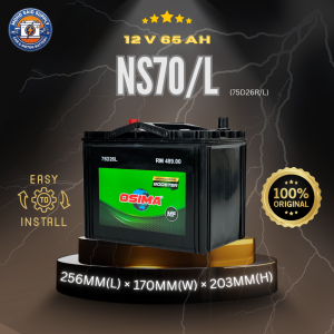 OSIMA NS70 NS70L NS70R 75D26L 75D26R Car Battery | Dry Cell Bateri Kereta | Proton Waja Wira Iswara Toyota Honda Hyundai