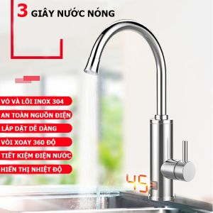 Máy nước nóng ngay tại vòi INOX 304 Vòi xả nước mềm có thể quay 360 độ và bẻ đi được nhiều kiểu tiện dụng khi sử dụng