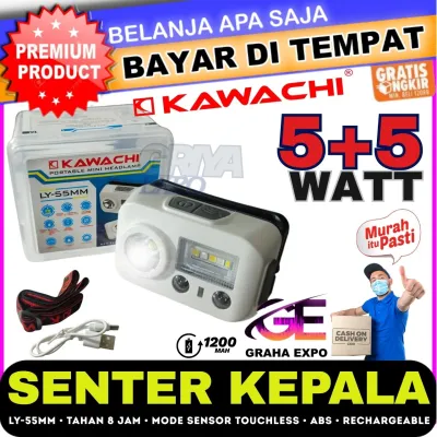 [COD] Kawachi Senter Kepala LY-55MM LED 5W+5W Super Terang Senter Kepala Cas Ulang Rechargeable Isi Ulang Tahan Lama 8 Jam 1200 mAh Senter Kepala Outdoor Camping Memancing Laz COD Bisa Bayar di Tempat Sasa Mall
