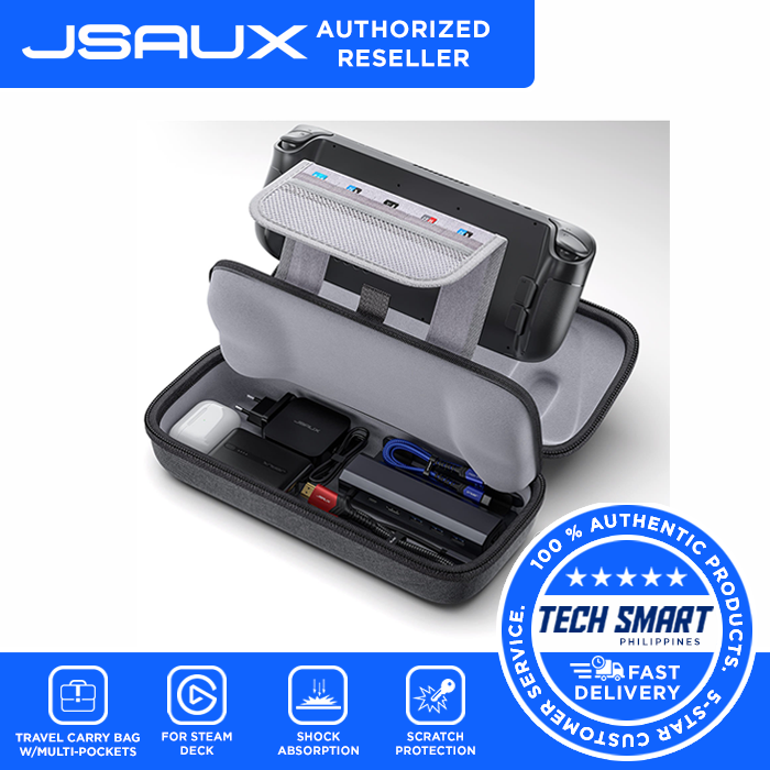 JSAUX Carrying Case Compatible with Steam Deck, Protective Hard Shell Carry Case Built-in AC Adapter Charger Storage, Portable Travel Carrying Case Pouch for Steam Deck Console & Accessories - BG0102