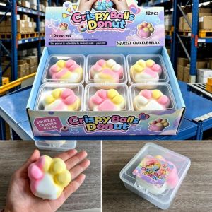 T6DA Bánh rán Đồ chơi bóp nặn hình sáp bị nứt Sô cô la Bàn chân mèo Quả bóng phát ra âm thanh giòn kêu Quà tặng Kết cấu dễ vỡ Đồ chơi mềm dẻo Snowball Crunch Để Giảm Căng Thẳng Và Lo Âu