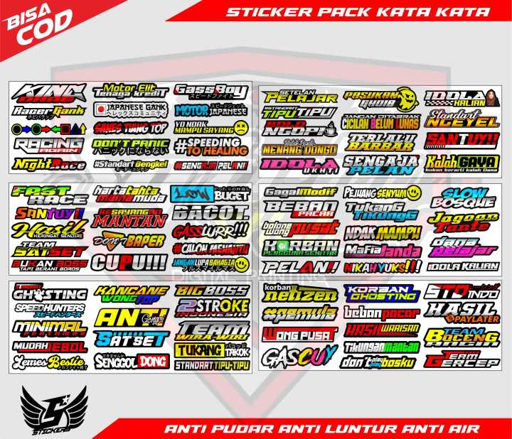 Sticker Di Racing Bot STICKER PACK KATA-KATA RACING / STICKER RACING / STICKER MOTOR ...