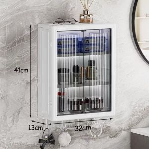 LivingArt Wall Mounted Bathroom Cabinet Hanging Plastic Storage Cabinet For Bathroom Kitchen Wall Mounted Skincare Products Storage Box#CD035#CD036