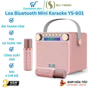 Loa Karaoke Bluetooth SU-YOSD YS-601 Kèm 2 Mic Không Dây Công Suất 35W Âm Thanh Cực Đã Tai