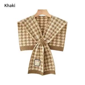 Korean Version Knitted Shawl Vintage Houndstooth Winter Cross Outer All-Match Waistcoat Scarf
