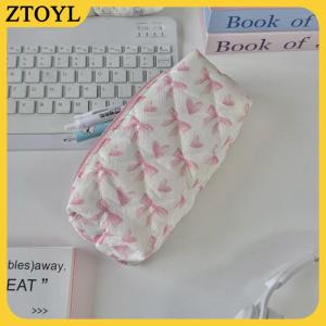 ZTOYL Dễ Thương Bướm Knot Hoa Anh Đào Bút Chì Trường Hợp Công Suất Lớn Văn Phòng Phẩm Lưu Trữ Túi Đa Chức Năng Trang Điểm Túi Văn Phòng Phẩm Hộp