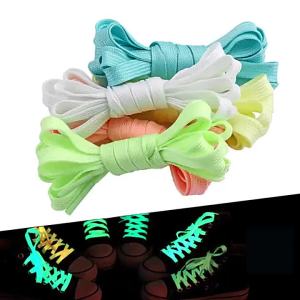 [Free Shipping][16] Double-layer flat luminous shoelaces glowing shoelaces for casual sneakers and cloth shoes double-layer hollow flat shoelaces
