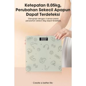 SAMONO Timbangan Digital Anti-Slip Tempered Glass 150Kg dengan Tampilan LCG & Suhu Garansi 1 Tahun SW-BS03