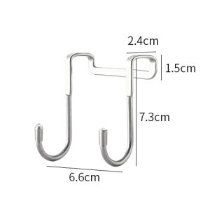🇸🇬【SG stock】Stainless Steel Double S Hooks 304 Cabinet Door Hook Storage Hook Kitchen Towel Storage Hanger Cabinet Door Back Type Hanger Free Punching Door Hanger Bathroom Kitchen Coats Bag Hats Towels