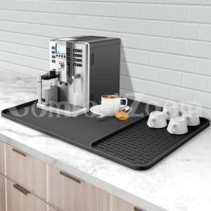 Silicone Coffee Mat Bar Mat with Detachable Dish Drying Mat for Countertops Fits Under Coffee Maker Dish Rack